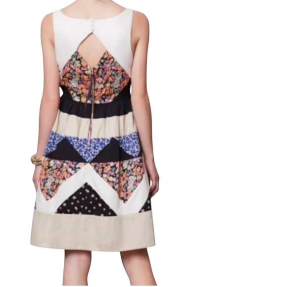 Anthropologie LeifNotes Patchwork Floral Fit & Flare Dress | Size 12 | Cotton - Picture 4 of 11